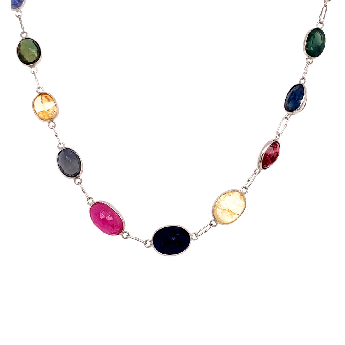 14ct White Gold Multi-Sapphire Necklace