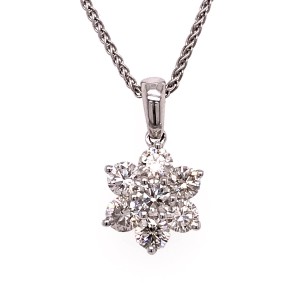 1.02ct Round Brilliant Cut Diamond Flower Cluster Pendant