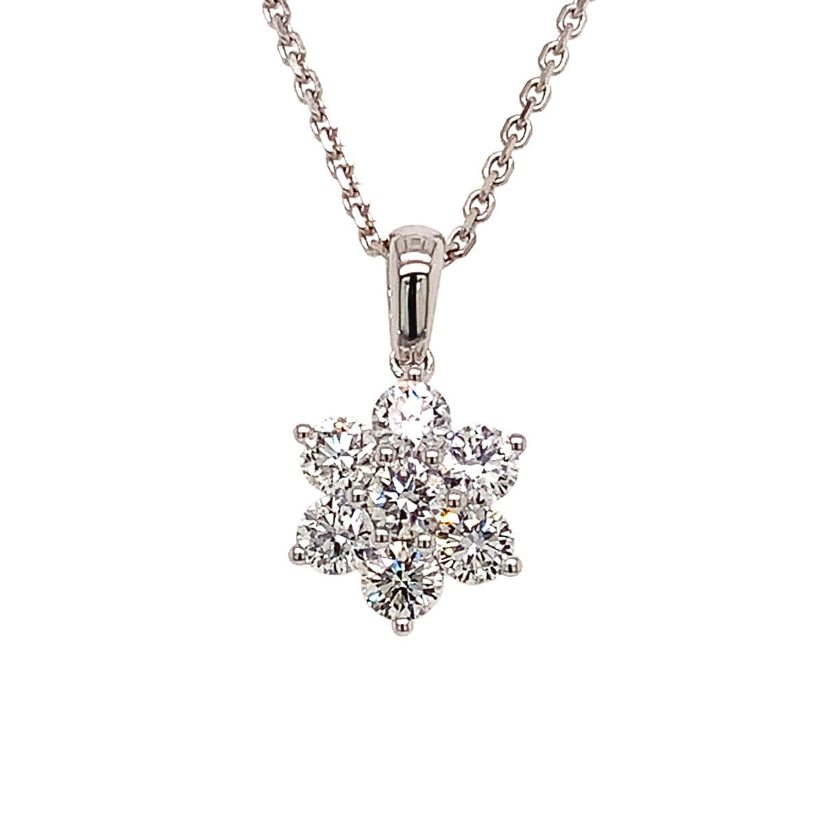 1.01ct Round Brilliant Cut Diamond Flower Cluster Pendant