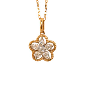 0.23ct Marquise Cut Diamond Flower Pendent
