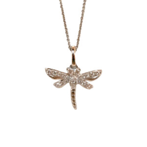 0.10ct Round Brilliant Cut Diamond Dragonfly Pendent