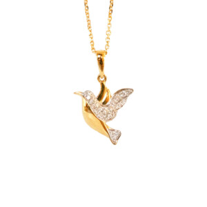 0.11ct Round Brilliant Cut Diamond Bird Pendent