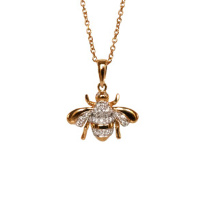 0.12ct Round Brilliant Cut Diamond Bee Pendent