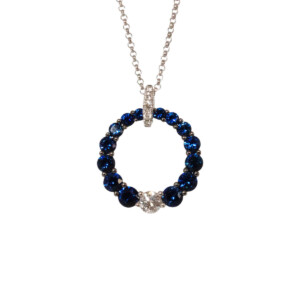 1.19ct Round Sapphire & Round Brilliant Cut Diamond Open Circle Pendent