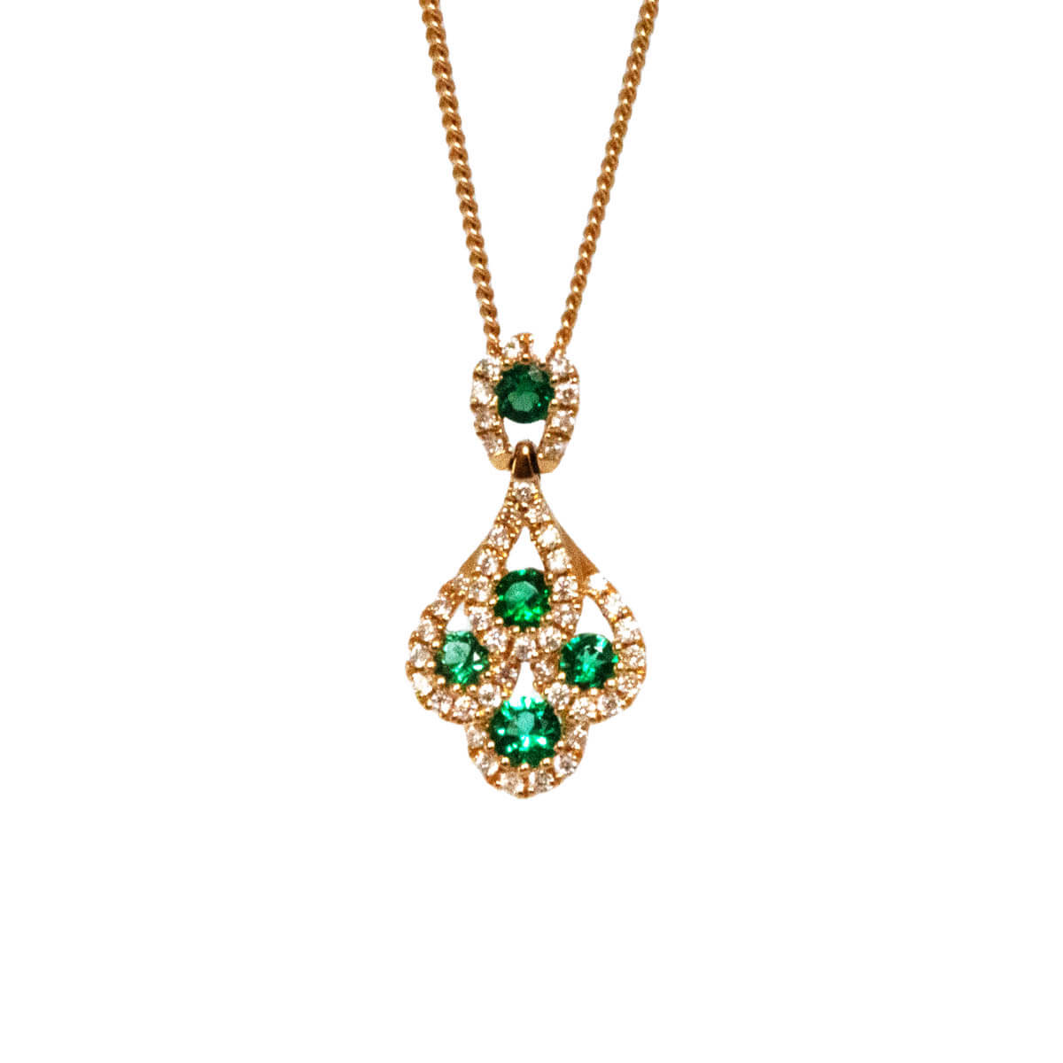 0.25ct Round Emerald & Round Brilliant Cut Diamond Pendant