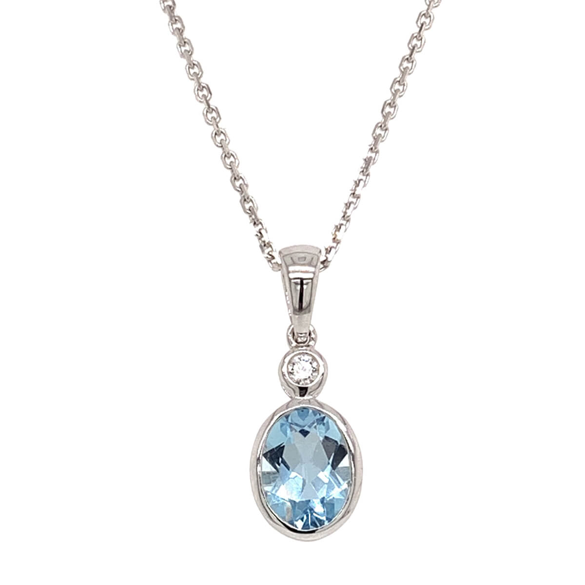 Aquamarine & Diamond 18ct White Gold Pendant