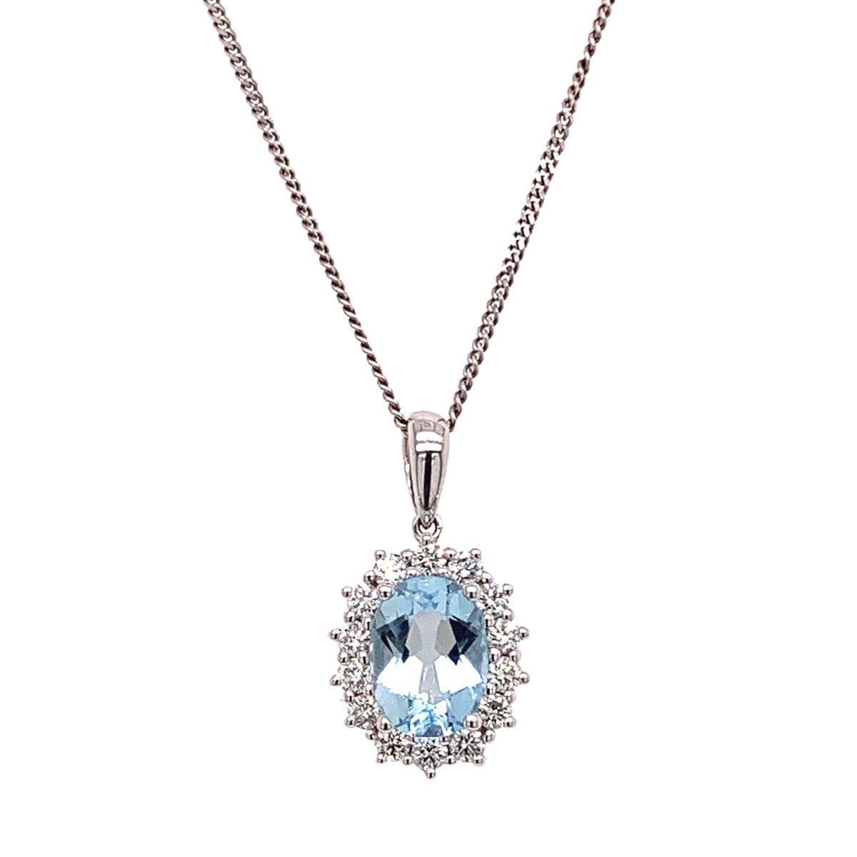 Aquamarine & Diamond Cluster Pendant