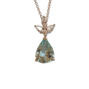 1.32ct Pear Shaped Aquamarine & Diamond Pendent