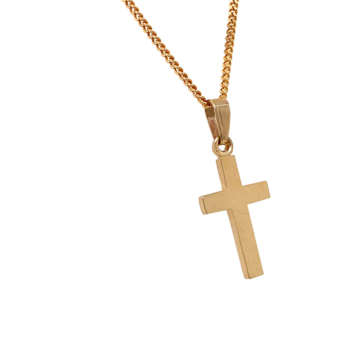 9ct Yellow Gold Small Plain Cross & Chain