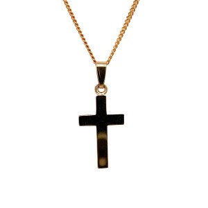 9ct Yellow Gold Small Plain Cross & Chain