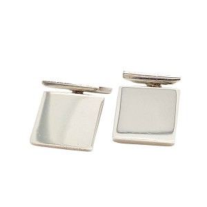 Silver Double Square Chain Link Cufflinks