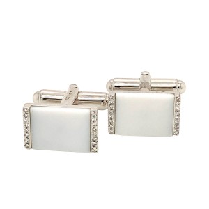 Silver Mother of Pearl & Diamond Cufflinks