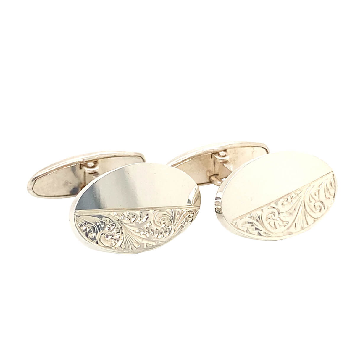 Silver Oval T Bar Cufflinks