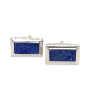 Sterling Silver Rectangular Lapis Lazuli Cufflinks