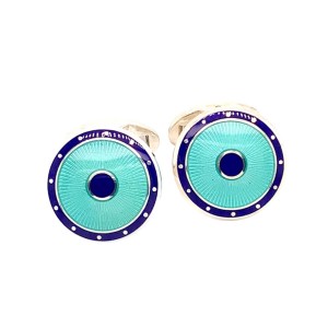Silver Round Enamel Cufflinks