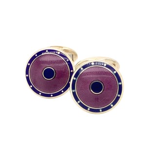 Silver Round Enamel Cufflinks