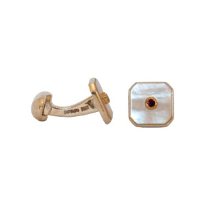 Sterling Silver, Ruby & Mother of Pearl Cufflinks