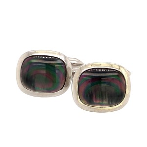 9ct White Gold Mother Of Pearl Cufflinks
