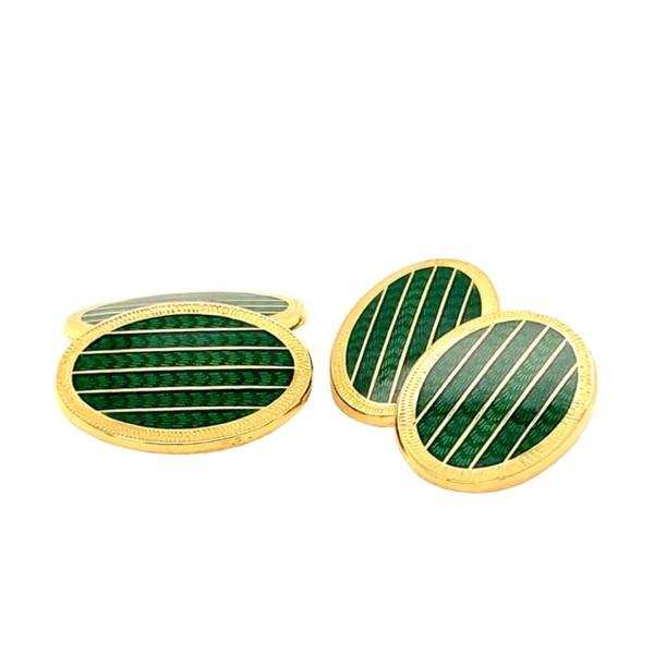 18ct Yellow Gold Enamelled Cufflinks