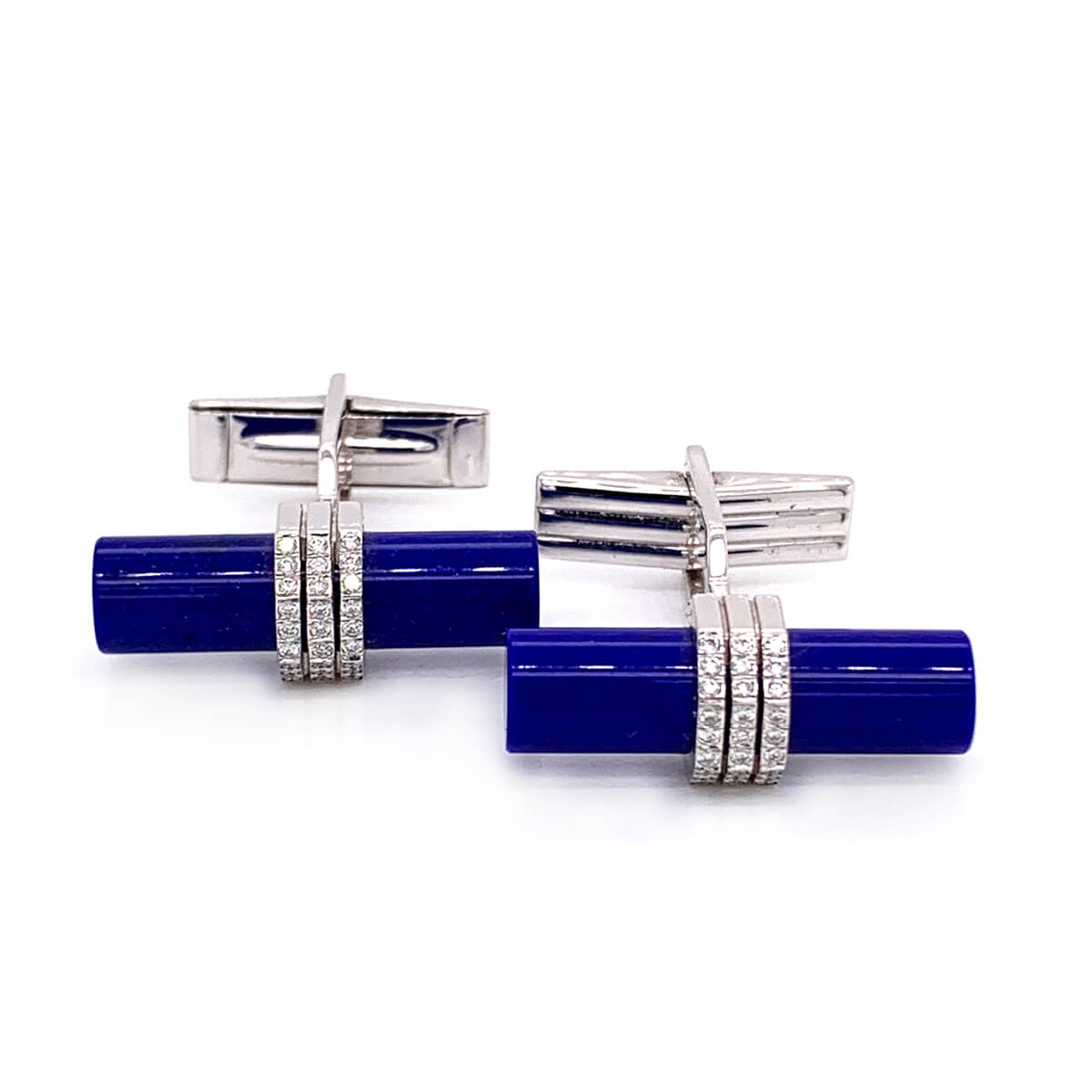 18ct White Gold Lapis Lazuli & Diamond Cufflinks