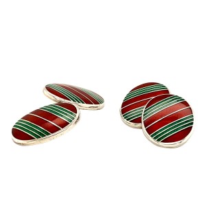 Silver Oval Enamel Cufflinks