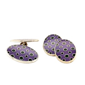 Silver Oval Enamel Cufflinks