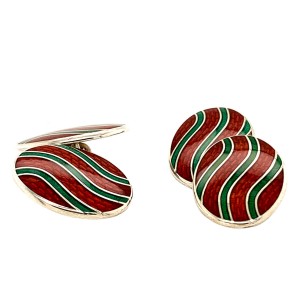 Silver Oval Enamel Cufflinks