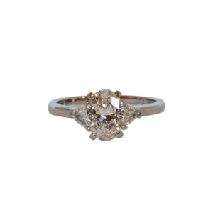 1.01ct Oval Diamond & Trillion Cut Diamond Trilogy Ring