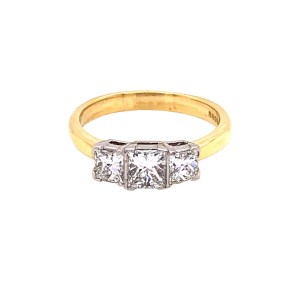 1.00ct Princess Cut Diamond Trilogy Ring