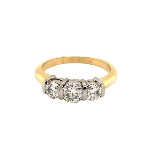 0.97ct Round Brilliant Cut Diamond Trilogy Ring
