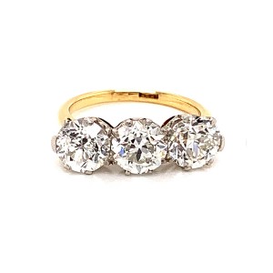 3.47ct Victorian Old Cut Diamond Trilogy Ring