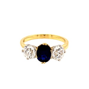 1.01ct Oval Sapphire & Diamond Trilogy Ring