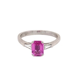 0.90ct Pink Sapphire & Diamond Solitaire Ring