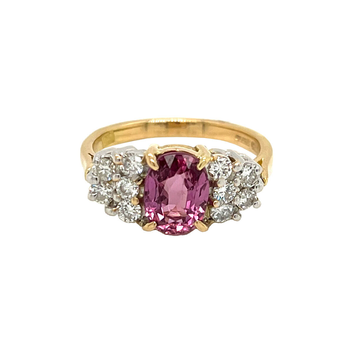 Oval Pink Sapphire & Diamond Trilogy Ring