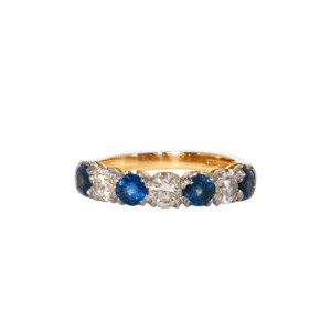 1.23ct Round Sapphire & Round Brilliant Cut Diamond Half Eternity Ring