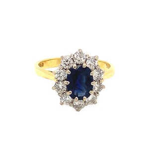 1.40ct Oval Sapphire & Diamond Cluster Ring