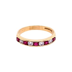 0.45ct Round Ruby & Diamond Half Eternity Ring