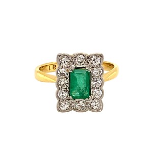 Emerald & Diamond Cluster Ring