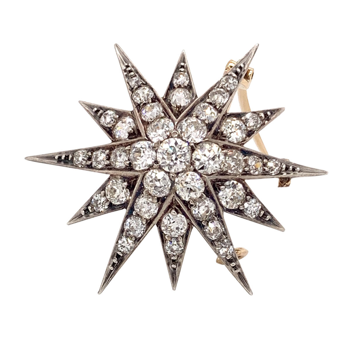 2.00ct Old Cut Diamond Star Brooch