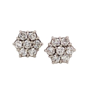 1.50ct Round Brilliant Cut Diamond Cluster Earrings