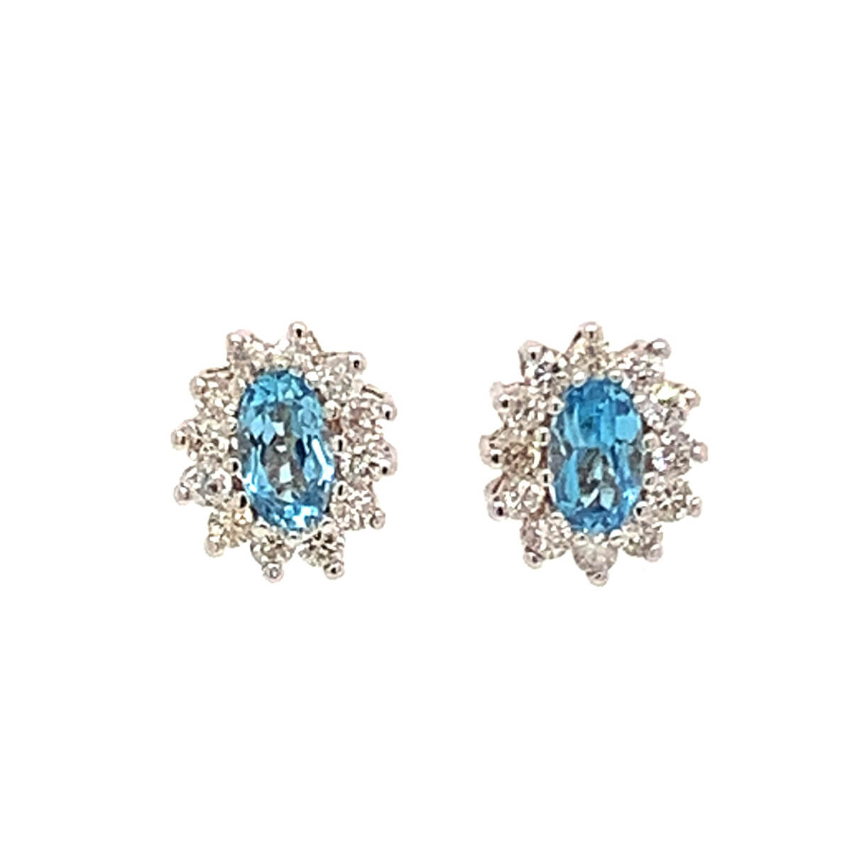 Aquamarine & Diamond Cluster Earrings