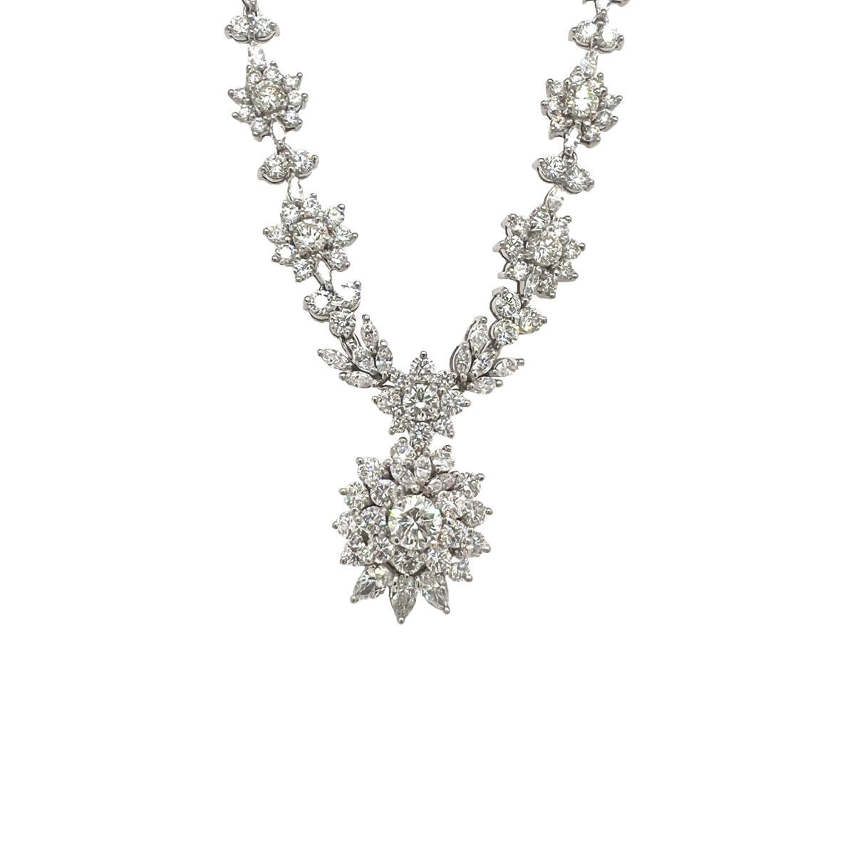 12.31ct Round Brilliant Cut & Marquise Shaped Diamond Necklace