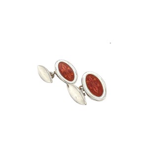 Silver Oval Enamel Cufflinks