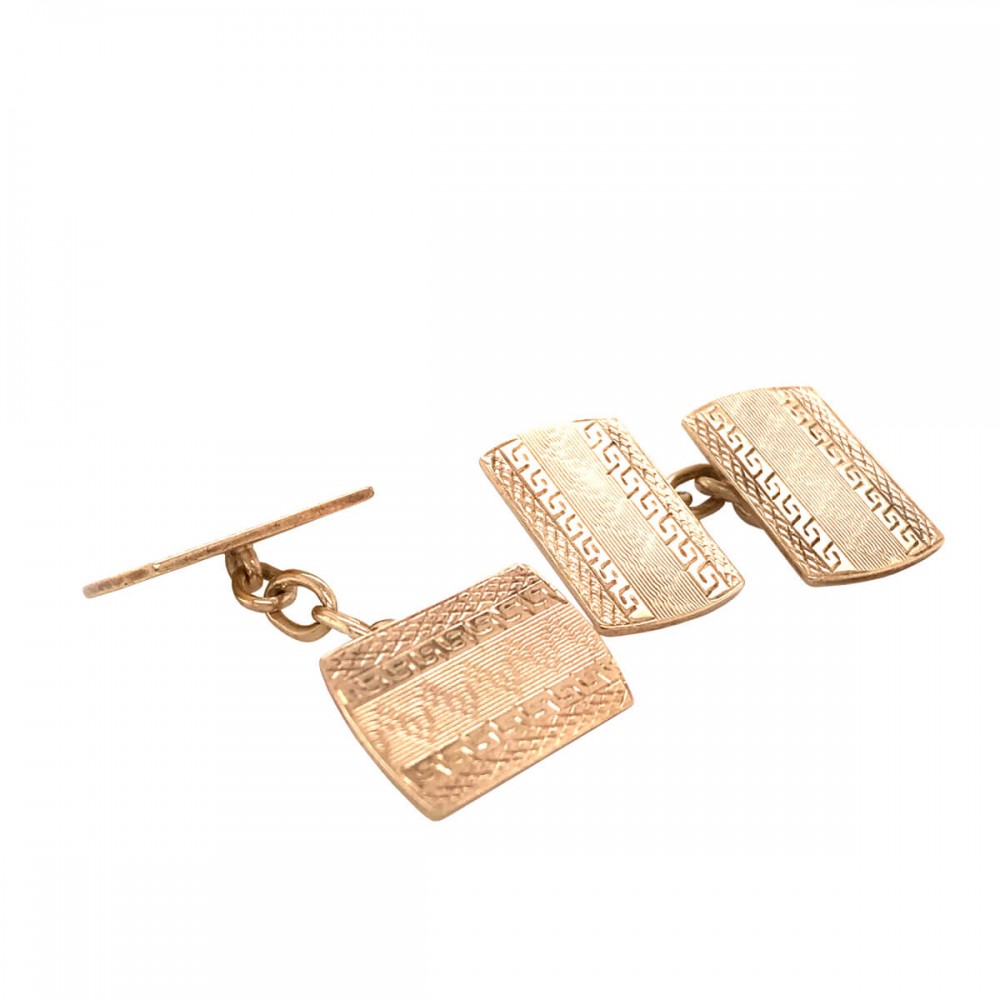 9ct Yellow Gold Rectangular Chain Link Cufflinks Cry For The Moon