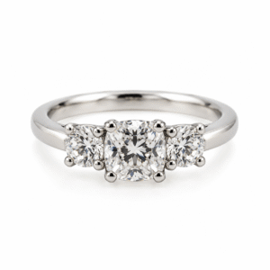 1.35ct Cushion Cut Diamond Trilogy Ring
