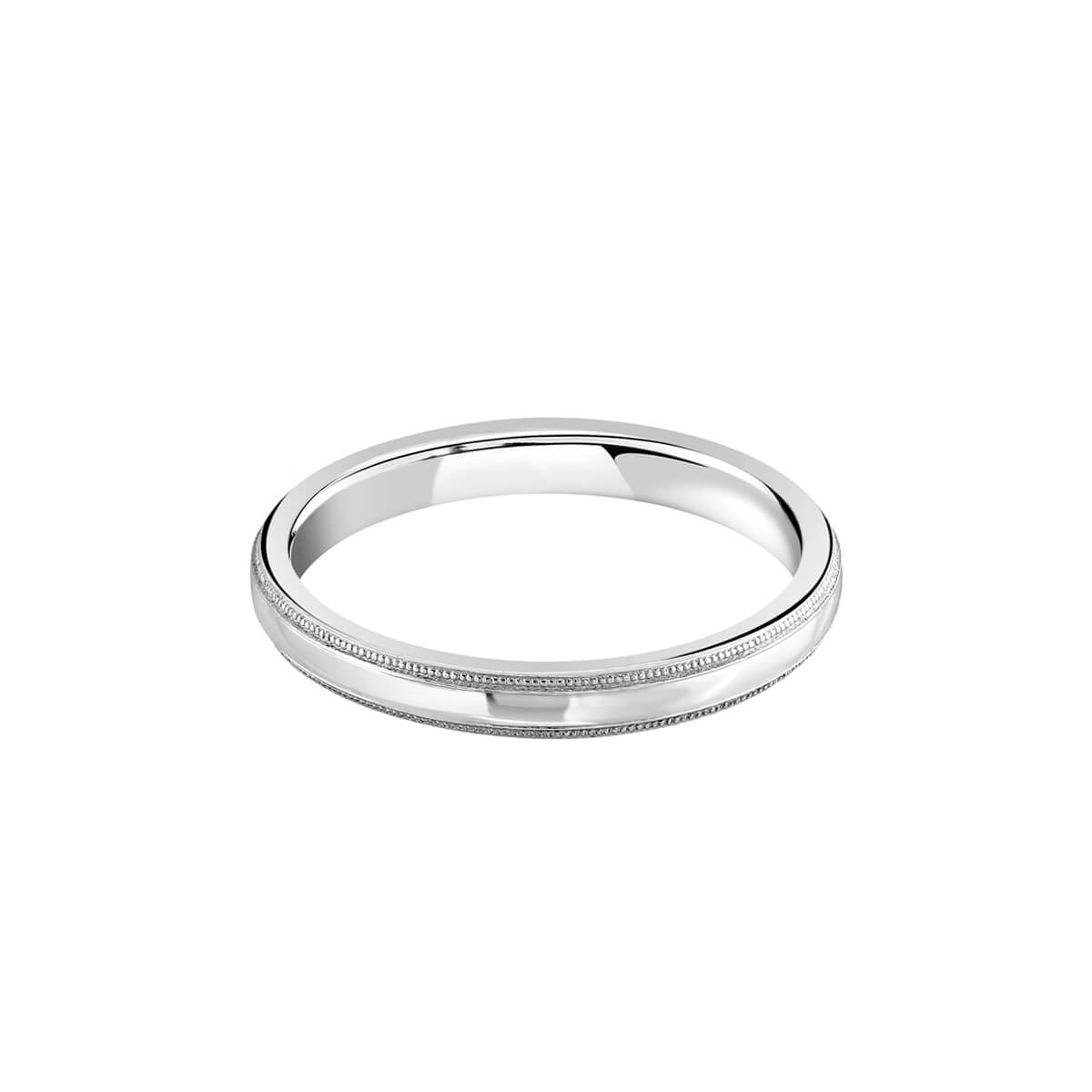 Platinum Medium Court Wedding Ring With Millegrain Edge
