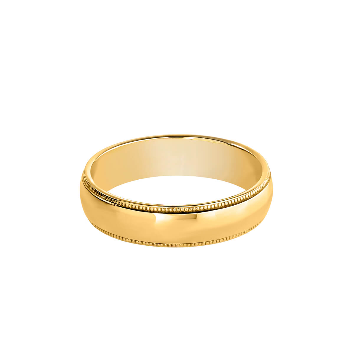 Yellow Gold Medium Court Wedding Ring With Millegrain Edge