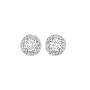 1.11ct Round Brilliant Cut Diamond Cluster Earrings