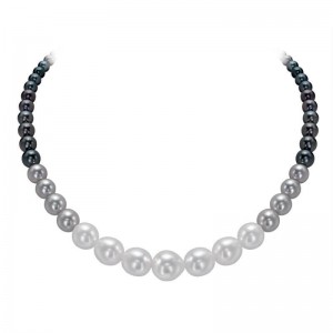 18ct White Gold Graduated Akoya & Tahitian Pearl Necklace