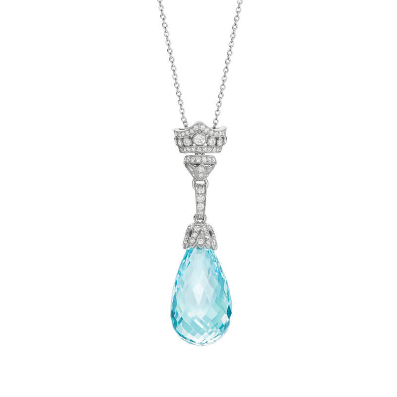 Briolette Aquamarine & Diamond Pendant